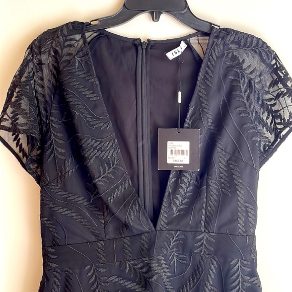 🎁NEW🎁For Love & Lemons ISLA Deep V Black Embroidered Mini Dress, Large - Picture 6 of 7